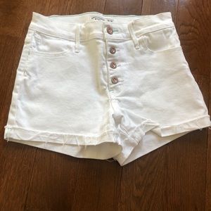 girls white jean shorts